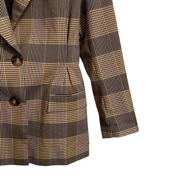 Zara Woman Plaid Check Blazer Tan Black Size XS - Picture 4 of 8